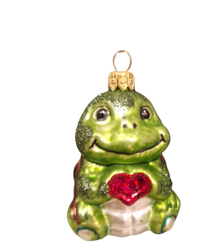 OZDOBA ŚWIĄTECZNA - ZAWIESZKA BOMBKA ŻÓŁWIK Z SERCEM