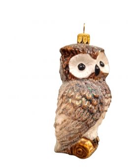 OZDOBA ŚWIĄTECZNA - ZAWIESZKA BOMBKA - mała SOWA Z KSIĄŻKĄ model I brąz