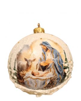 OZDOBA ŚWIĄTECZNA - DUŻA BOMBKA 120 mm decoupage SZOPKA model V