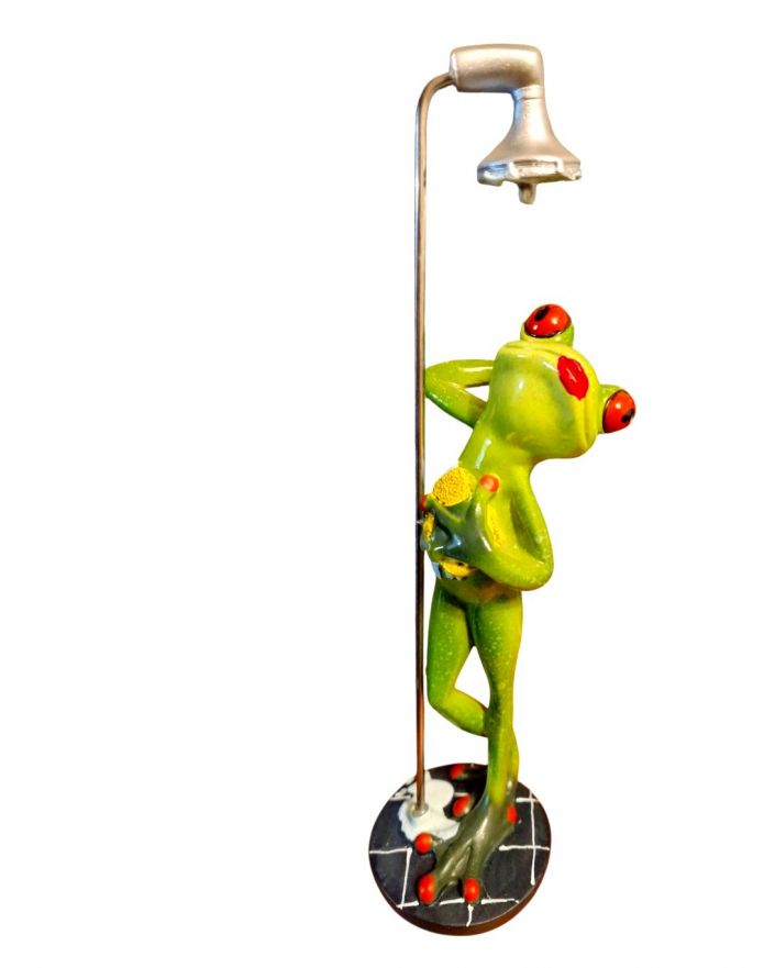 FIGURA CERAMICZNA - ŻABA ŻABKA pod prysznicem model II
