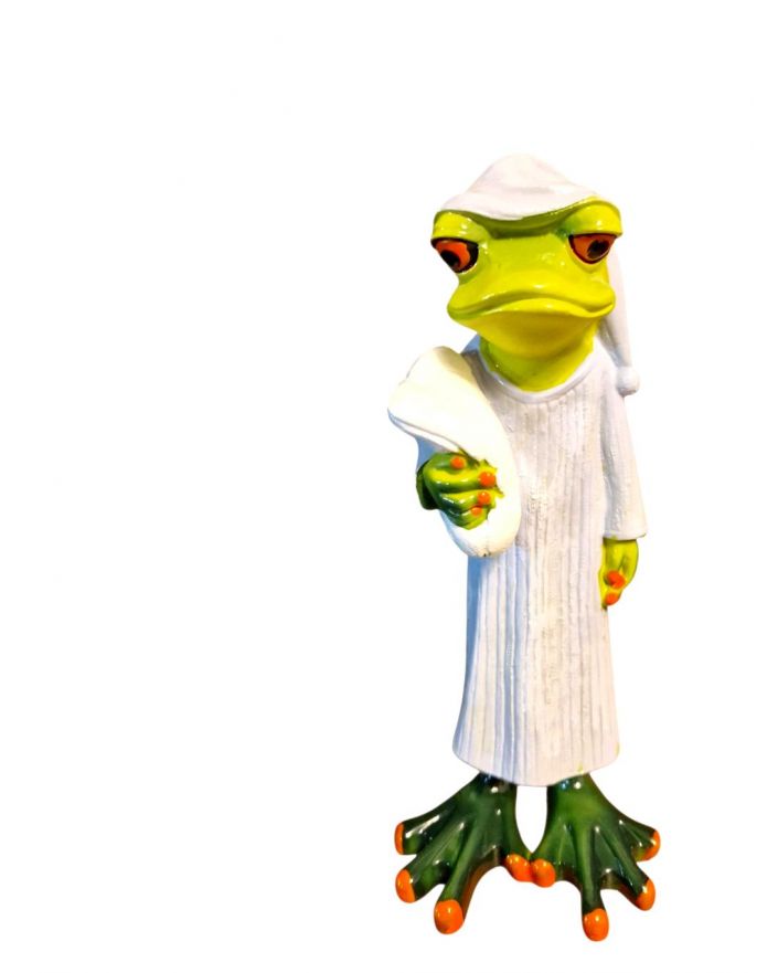 FIGURA CERAMICZNA - ŻABA ŻABKA śpiąca z poduszką model I