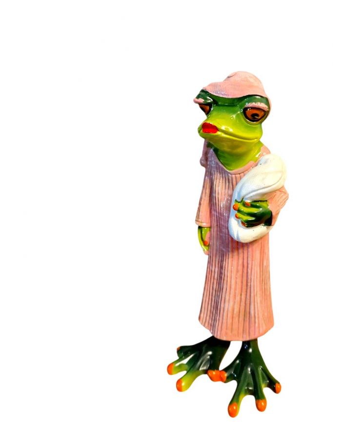 FIGURA CERAMICZNA - ŻABA ŻABKA śpiąca z poduszką model II