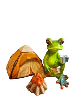 FIGURA CERAMICZNA - ŻABA ŻABKA NA KEMPINGU / POD NAMIOTEM