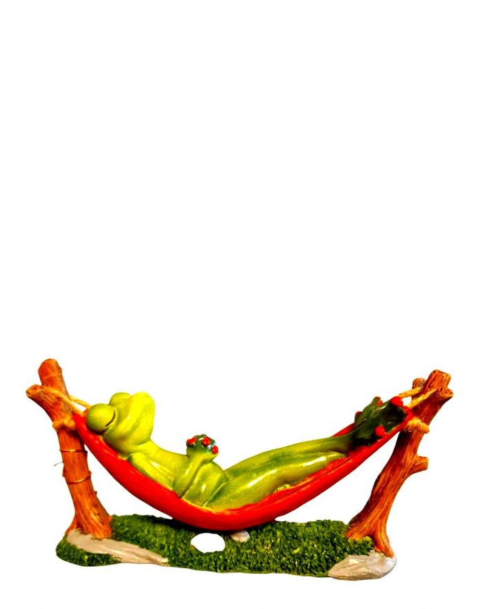 FIGURA CERAMICZNA - ŻABA / ŻABKA na hamaku