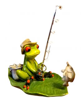 FIGURA CERAMICZNA - ŻABA ŻABKA - WĘDKARZ model V