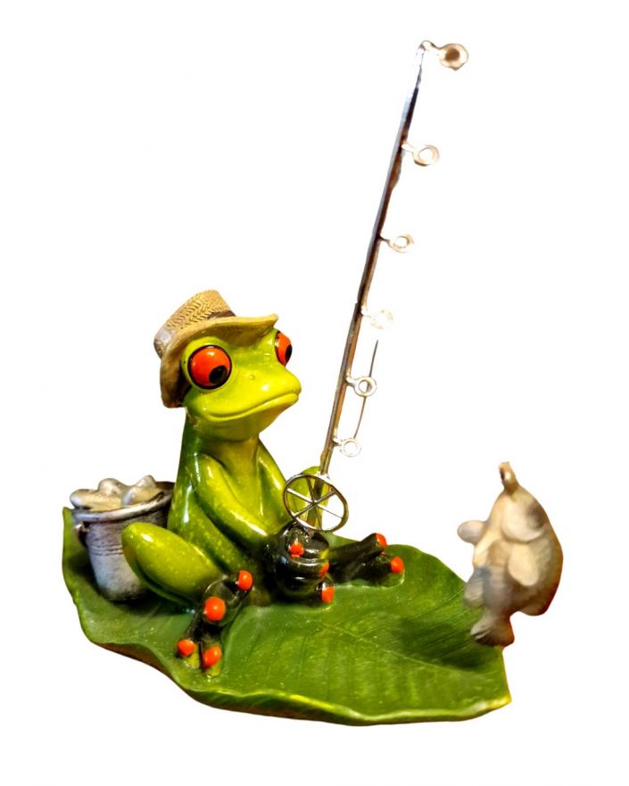 FIGURA CERAMICZNA - ŻABA ŻABKA - WĘDKARZ model V