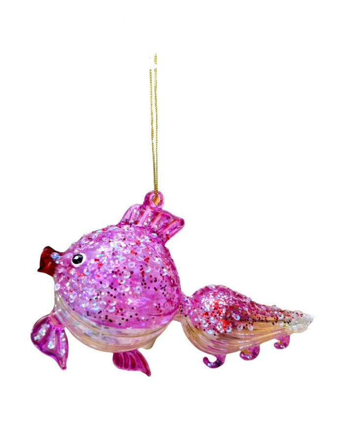 OZDOBA ŚWIĄTECZNA - ZAWIESZKA BOMBKA - RYBA RYBKA WELONKA różowa