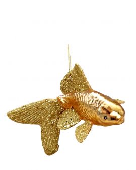 OZDOBA ŚWIĄTECZNA - ZAWIESZKA BOMBKA - RYBA RYBKA WELONKA złota