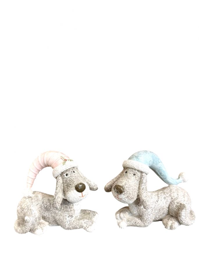 OZDOBA ŚWIĄTECZNA - LEŻĄCE PIESKI W CZAPKACH - PARA