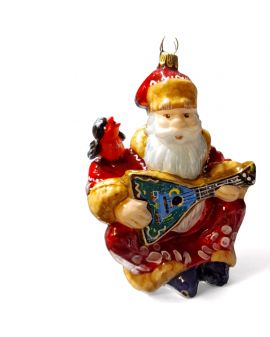 OZDOBA ŚWIĄTECZNA - BOMBKA - MIKOŁAJ Z BAŁAŁAJKĄ I PTASZKIEM- Komozja