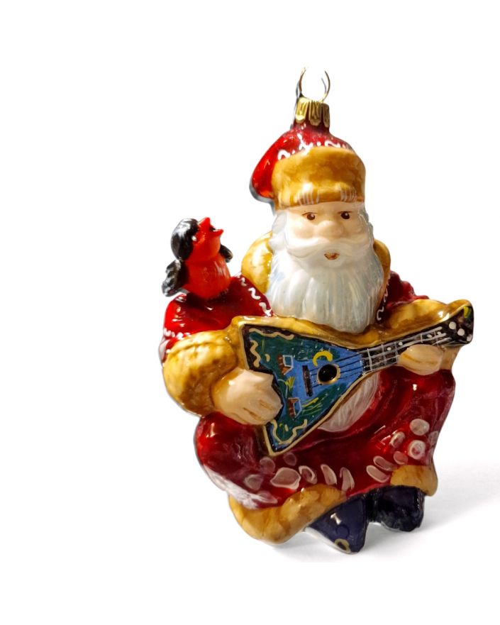 OZDOBA ŚWIĄTECZNA - BOMBKA - MIKOŁAJ Z BAŁAŁAJKĄ I PTASZKIEM- Komozja