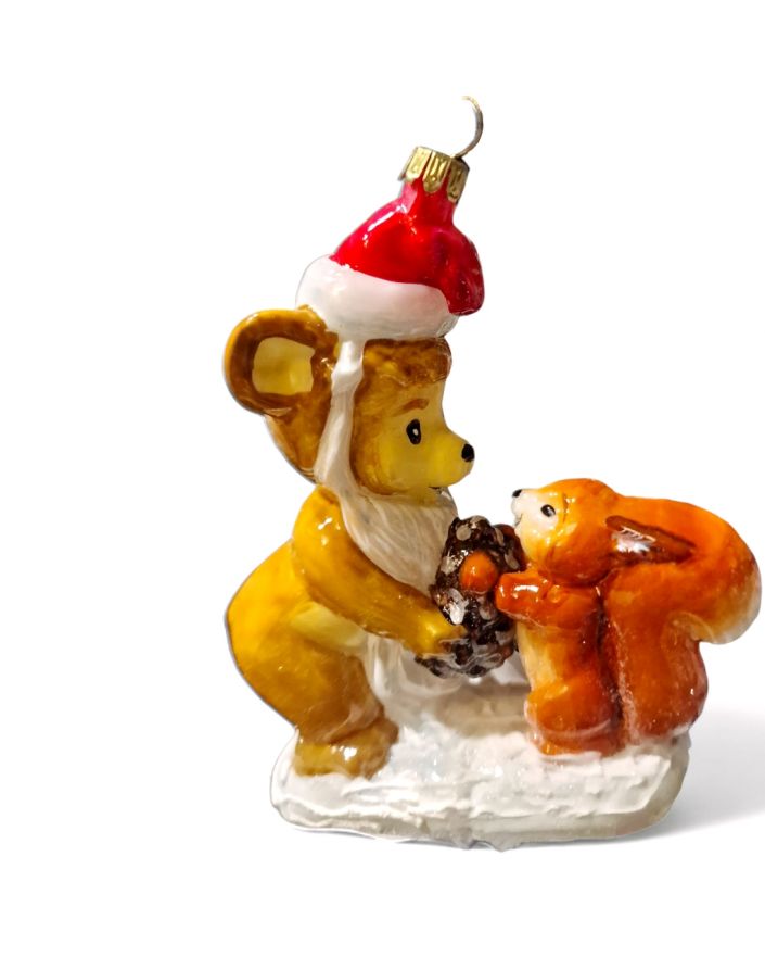 OZDOBA ŚWIĄTECZNA - BOMBKA - MIŚ Z WIEWIÓRKĄ - Komozja