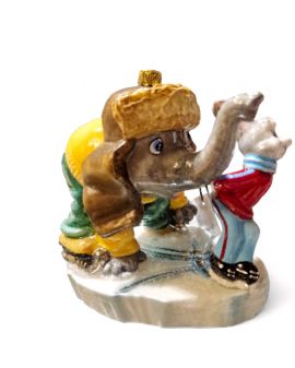 OZDOBA ŚWIĄTECZNA - BOMBKA - SŁOŃ I ZAJĄC NA ŁYŻWACH - Komozja