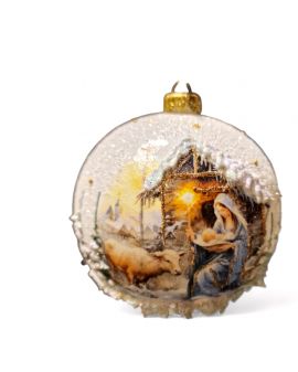 OZDOBA ŚWIĄTECZNA - DUŻA BOMBKA 120 mm decoupage SZOPKA model V