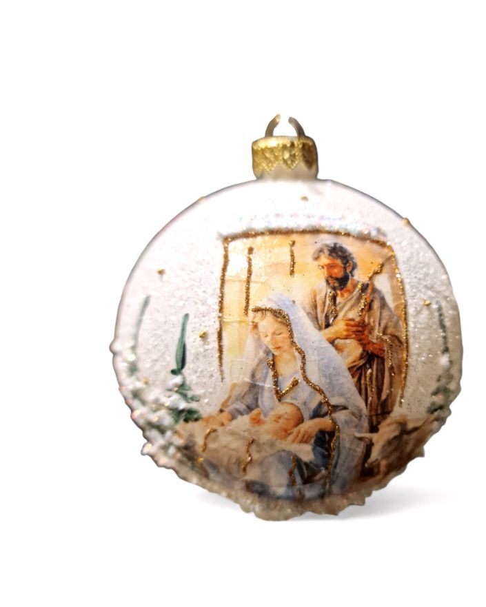 OZDOBA ŚWIĄTECZNA - DUŻA BOMBKA 120 mm decoupage SZOPKA model Va