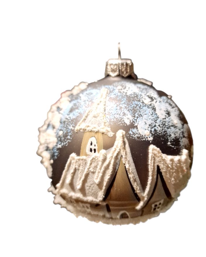 OZDOBA ŚWIĄTECZNA - ŚREDNIA BOMBKA 100 mm PEJZAŻ model VII
