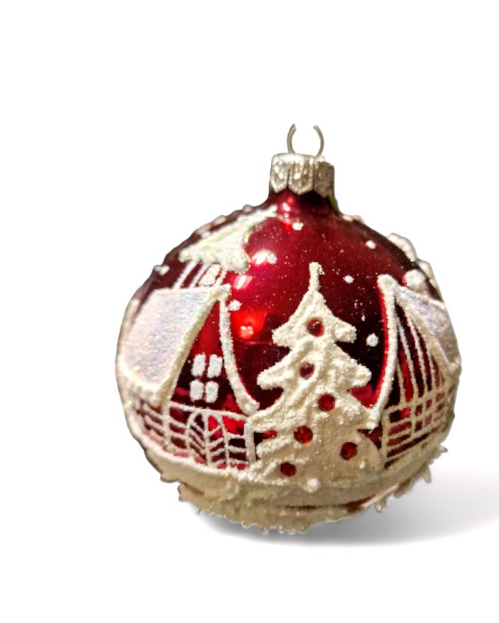 OZDOBA ŚWIĄTECZNA - ŚREDNIA BOMBKA 100 mm PEJZAŻ model VIII