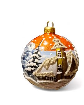 OZDOBA ŚWIĄTECZNA - ŚREDNIA BOMBKA 100 mm PEJZAŻ model IX