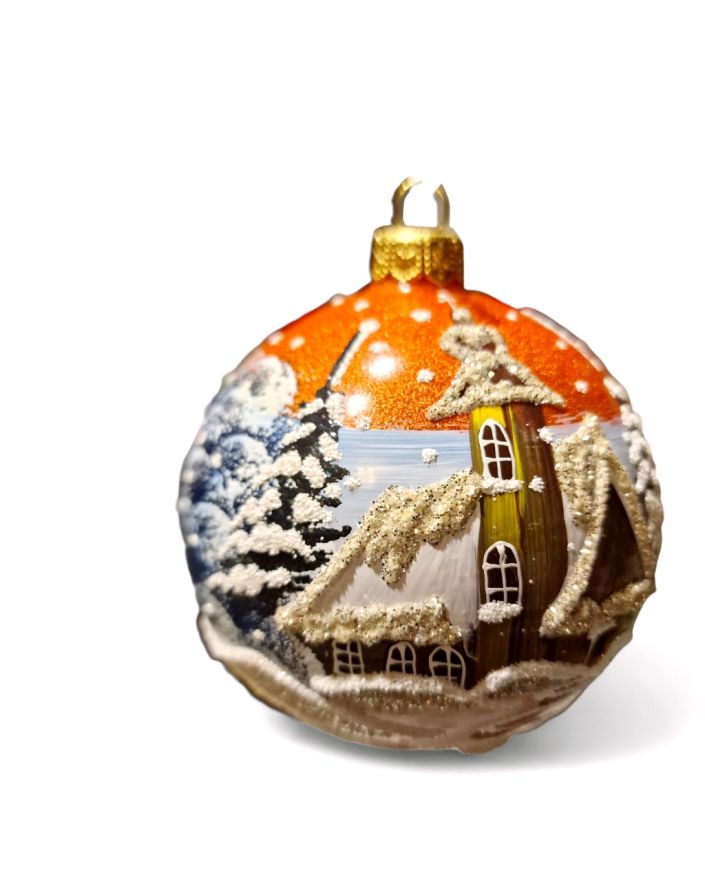 OZDOBA ŚWIĄTECZNA - ŚREDNIA BOMBKA 100 mm PEJZAŻ model IX