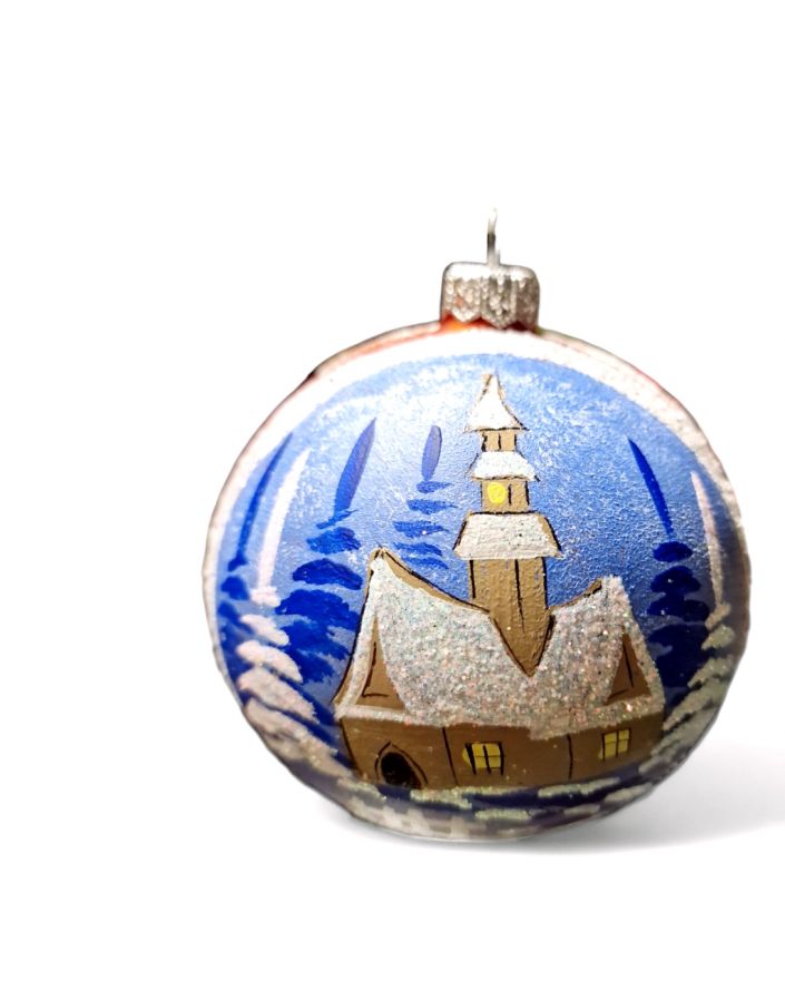 OZDOBA ŚWIĄTECZNA - ŚREDNIA BOMBKA 100 mm PEJZAŻ model IXb