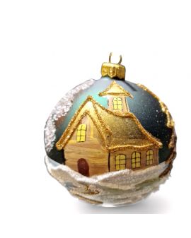 OZDOBA ŚWIĄTECZNA - ŚREDNIA BOMBKA 100 mm PEJZAŻ model XIa