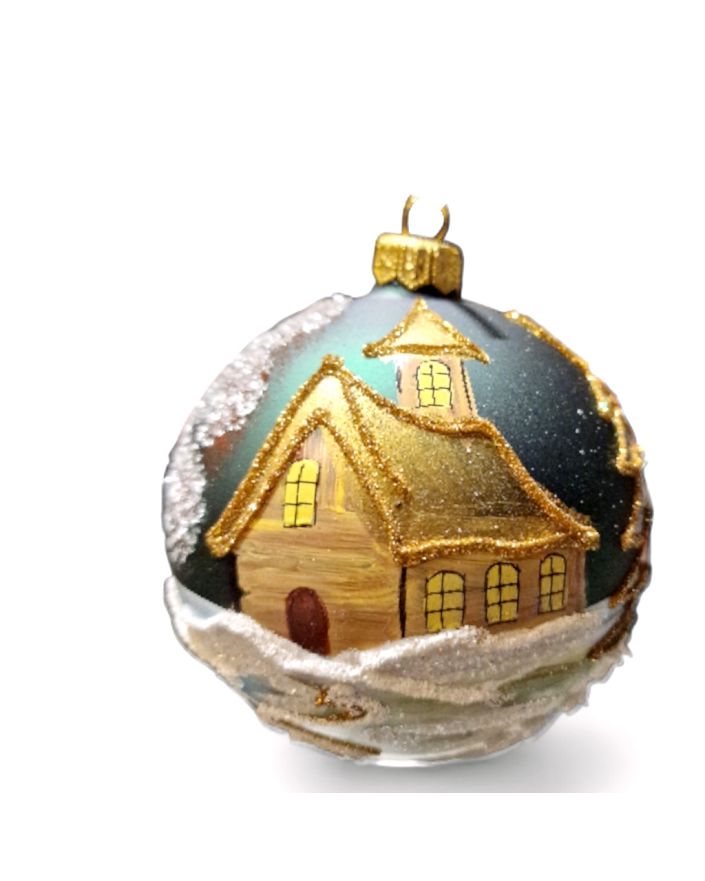 OZDOBA ŚWIĄTECZNA - ŚREDNIA BOMBKA 100 mm PEJZAŻ model XIa