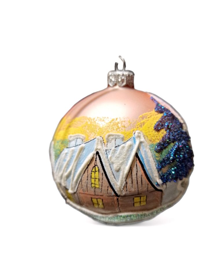 OZDOBA ŚWIĄTECZNA - ŚREDNIA BOMBKA 100 mm PEJZAŻ model XIV