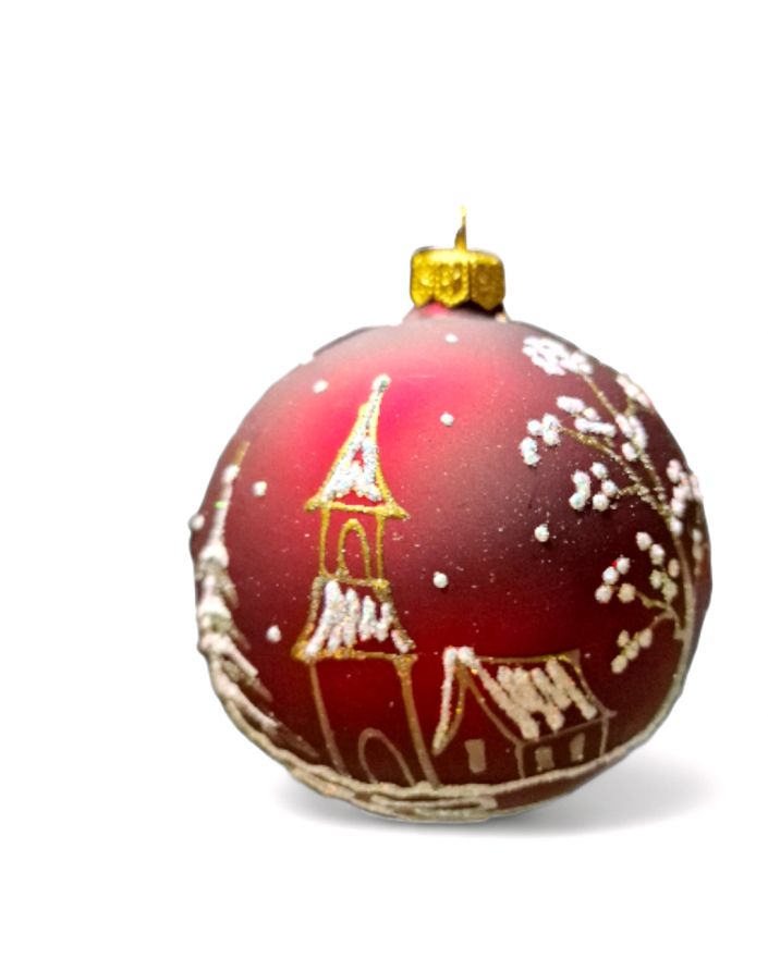 OZDOBA ŚWIĄTECZNA - ŚREDNIA BOMBKA 100 mm PEJZAŻ model XV