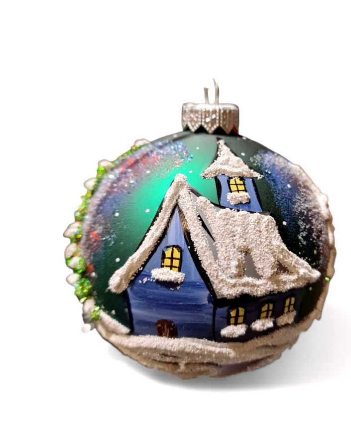 OZDOBA ŚWIĄTECZNA - ŚREDNIA BOMBKA 100 mm PEJZAŻ model IXc