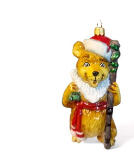 OZDOBA ŚWIĄTECZNA - BOMBKA - MIŚ MIKOŁAJ Z LASKĄ - Komozja