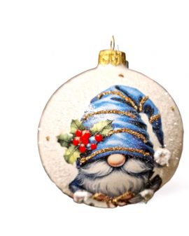 OZDOBA ŚWIĄTECZNA - DUŻA BOMBKA 100 mm DECOUPAGE JELEŃ - SKRZAT BOŻONARODZENIOWY model I