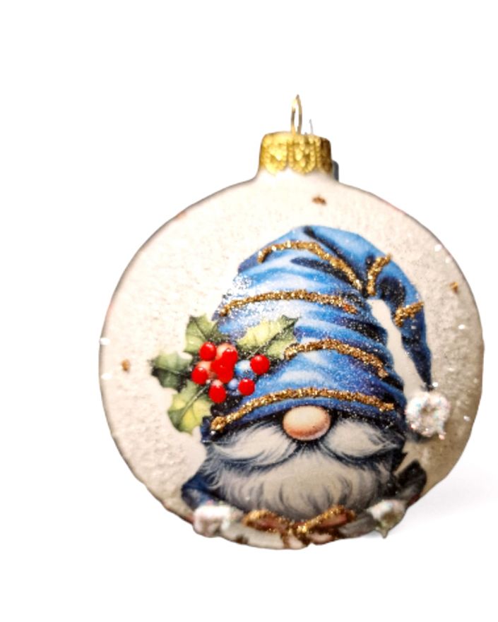 OZDOBA ŚWIĄTECZNA - DUŻA BOMBKA 100 mm DECOUPAGE JELEŃ - SKRZAT BOŻONARODZENIOWY model I