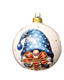 OZDOBA ŚWIĄTECZNA - DUŻA BOMBKA 100 mm DECOUPAGE JELEŃ - SKRZAT BOŻONARODZENIOWY model III