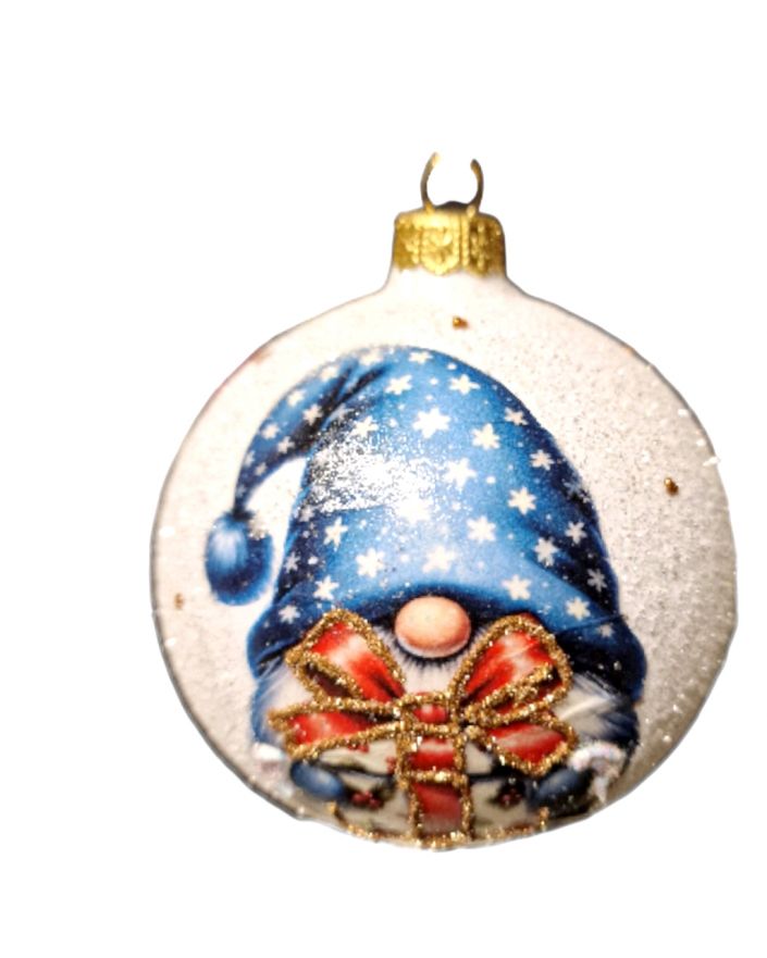 OZDOBA ŚWIĄTECZNA - DUŻA BOMBKA 100 mm DECOUPAGE JELEŃ - SKRZAT BOŻONARODZENIOWY model III