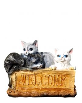 KOT KOTY Z TABLICZKĄ WELCOME