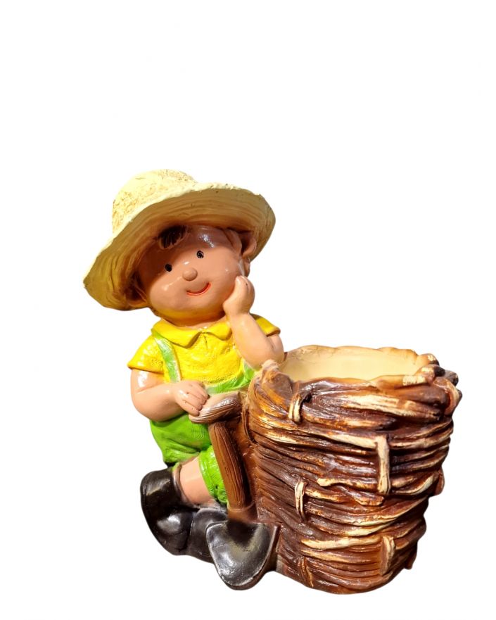 FIGURKA OGRODOWA - CHŁOPIEC Z KOSZEM model A