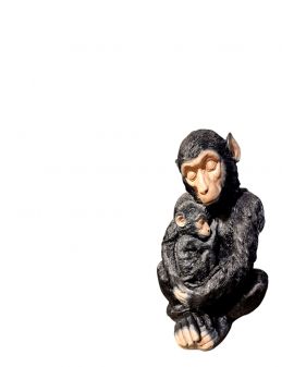 MAŁY GORYL MAŁPA SZYMPANS SIEDZĄCY Z MŁODYM