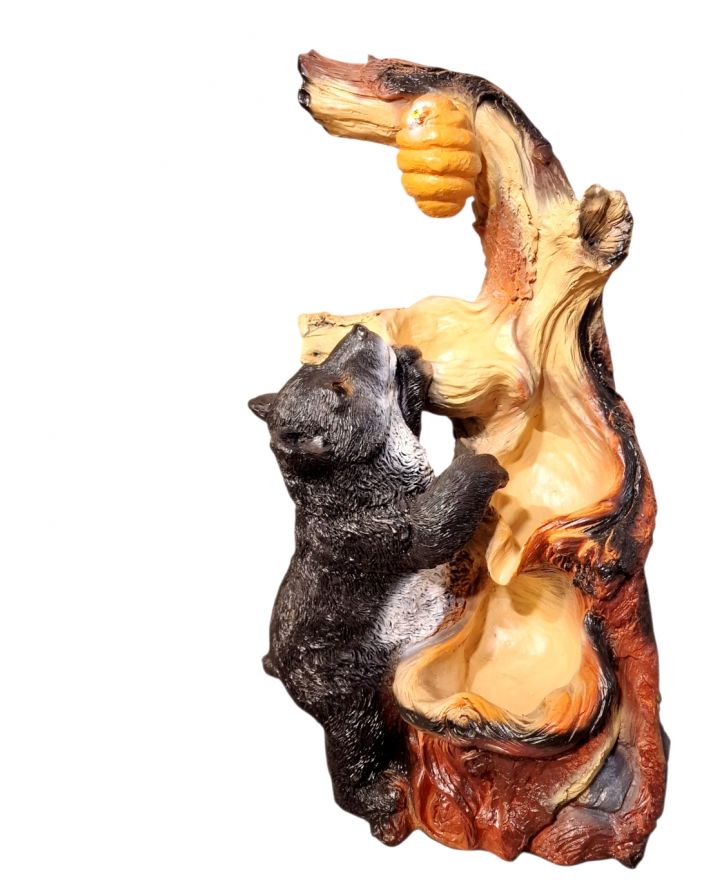 DUŻY STOJĄCY NIEDŹWIEDŹ MIŚ Z MIODEM NA DRZEWIE