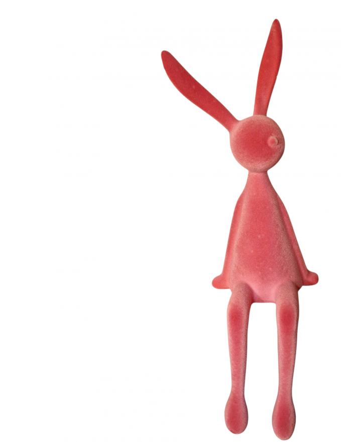 ZAJĄC KRÓLIK FLOKOWANY / WELUR model X - brudny róż