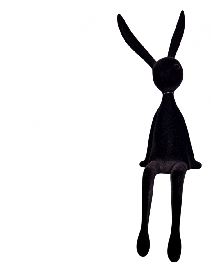 ZAJĄC KRÓLIK FLOKOWANY / WELUR model X0 - czarny