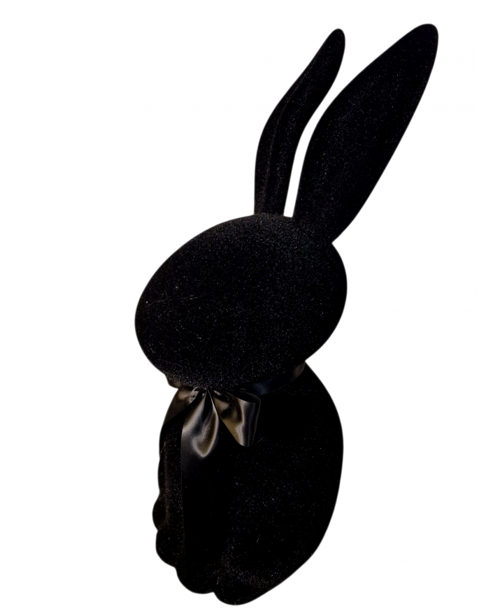 ZAJĄC KRÓLIK FLOKOWANY / WELUR model VI - czarny