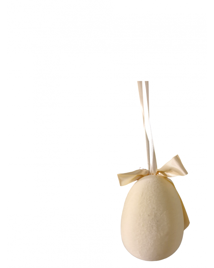 PISANKA JAJKO FLOKOWANE / WELUR model V - kremowy