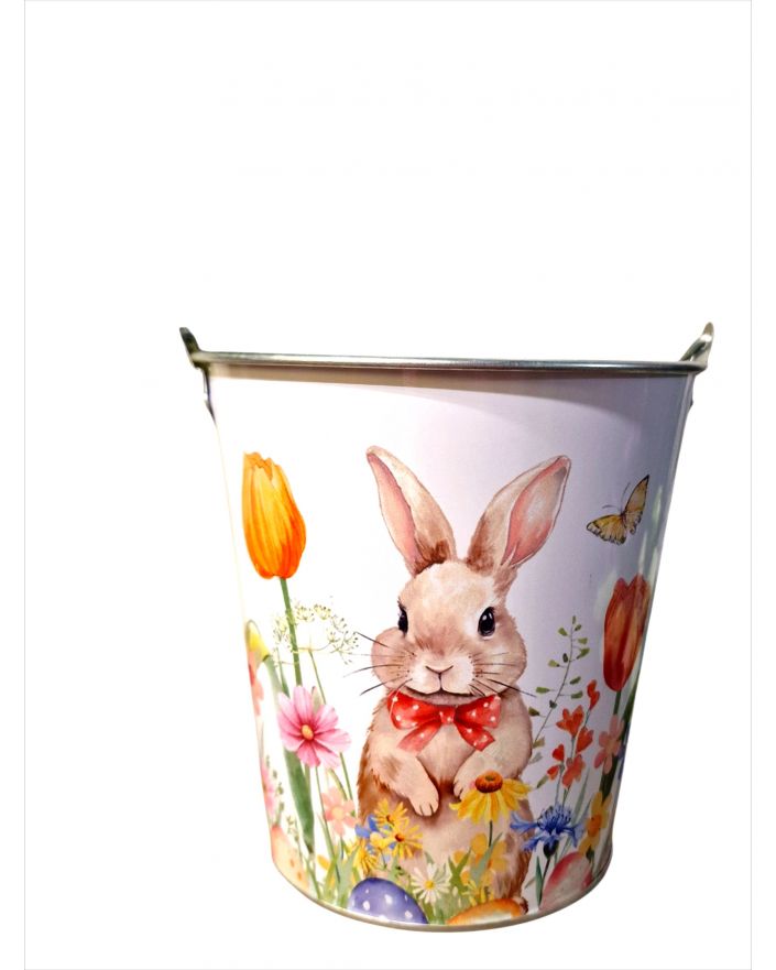 METALOWA DONICZKA - OSŁONKA WIADERKO Z ZAJĄCZKAMI model I