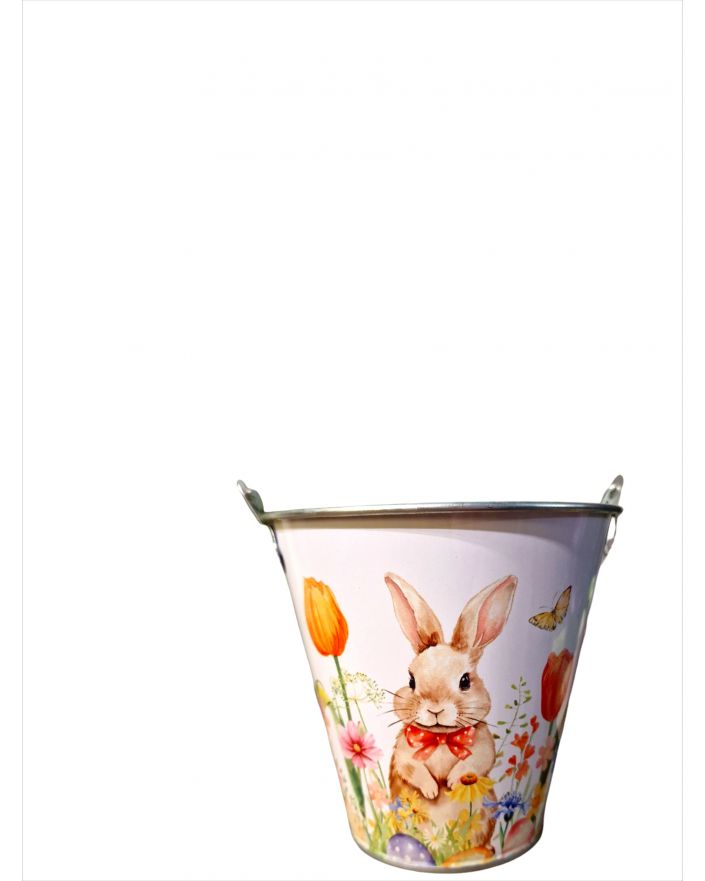 METALOWA DONICZKA - OSŁONKA WIADERKO Z ZAJĄCZKAMI model II