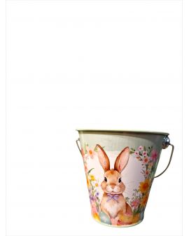 METALOWA DONICZKA - OSŁONKA WIADERKO Z ZAJĄCZKAMI model IIa