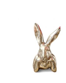 FIGURA CERAMICZNA - DUŻE POPIERSIE ZAJĄCA KRÓLIKA - srebrne XL