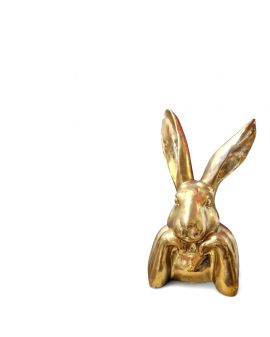 FIGURA CERAMICZNA - DUŻE POPIERSIE ZAJĄCA KRÓLIKA - złoty XL