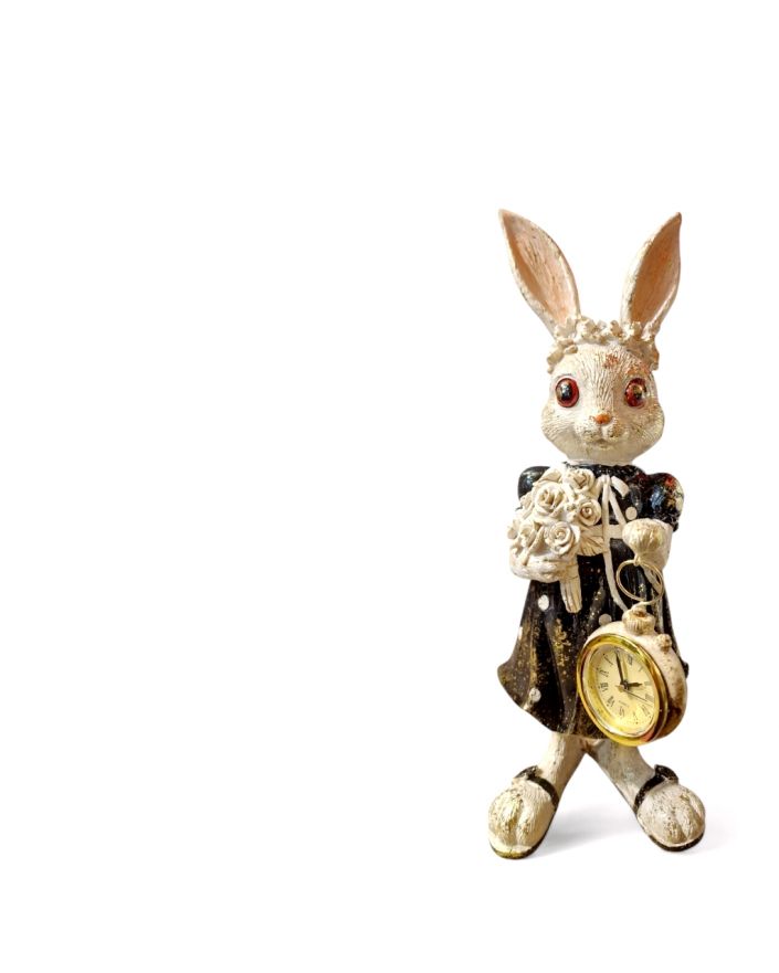 FIGURA OZDOBNA - ZAJĄC / KRÓLIK Z ZEGAREM model XII