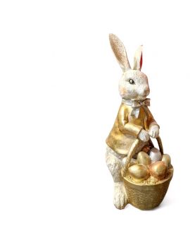 FIGURA OZDOBNA - ZAJĄC / KRÓLIK Z KOSZEM PISANEK