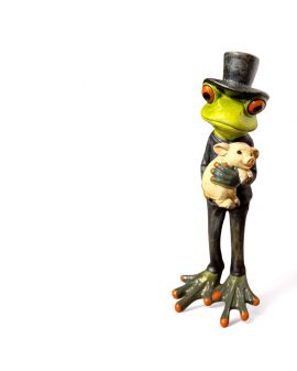 FIGURA CERAMICZNA - ŻABA / ŻABKA MAGIK CZARODZIEJ ZE ŚWINKĄ